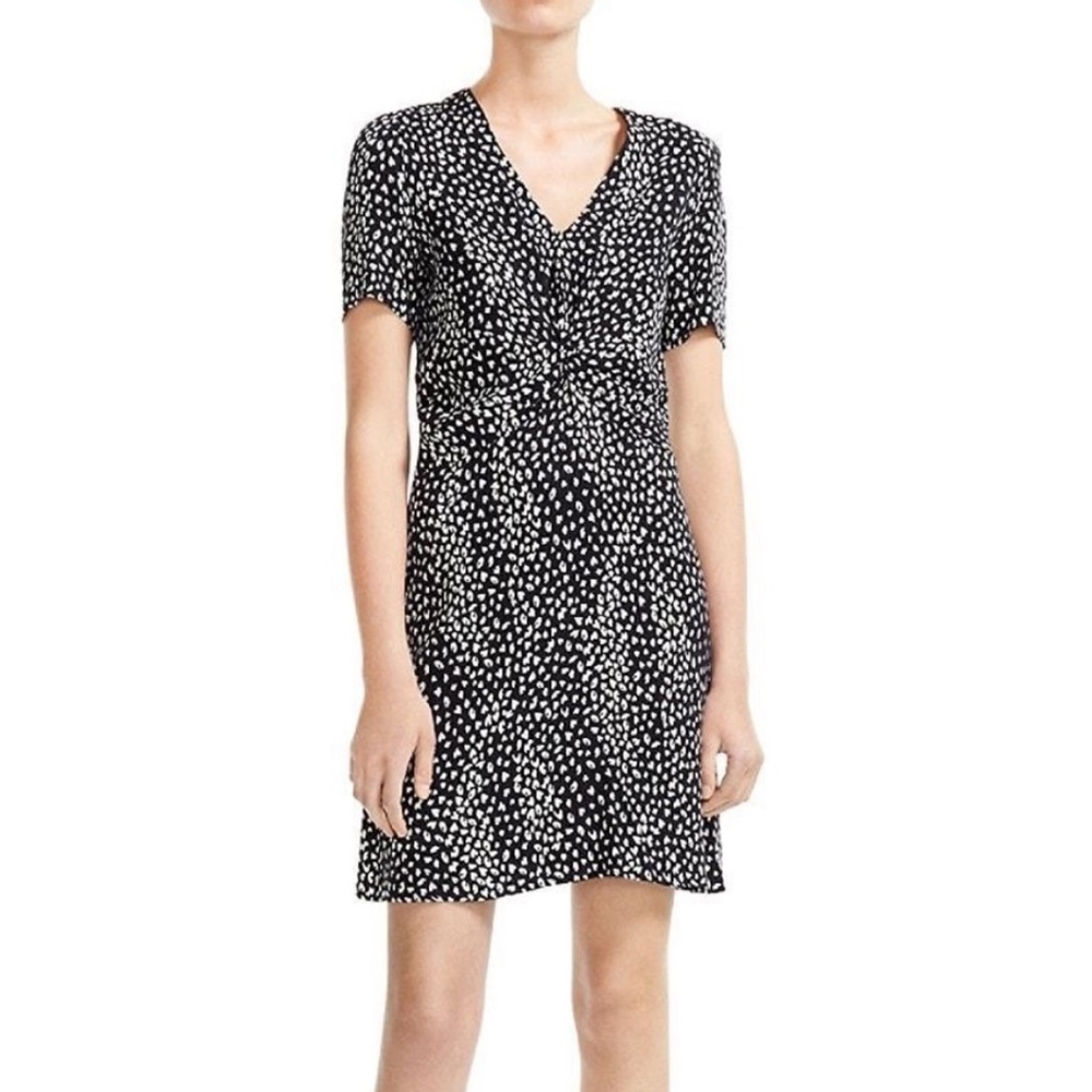 Maje Black and White animal printed short sleeve dress